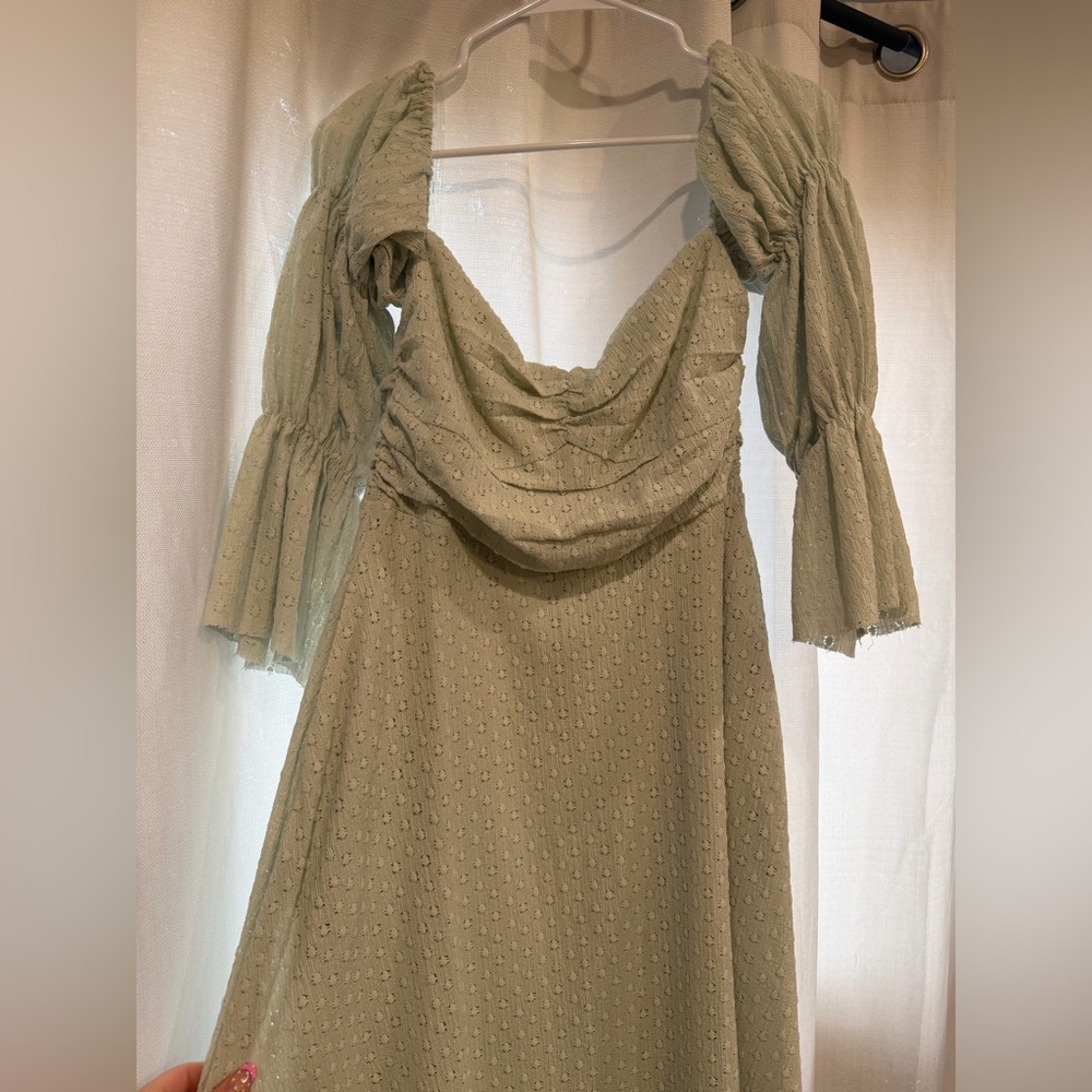 Worth Collective Corrine Tiered Sleeve Maxi Dress with Pockets in Mint - Picture 5 of 7
